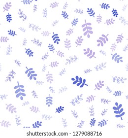 Light Pink, Blue vector seamless elegant template with leaves, branches. Shining colored illustration with leaves and branches. Template for business cards, websites.