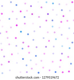 Light Pink, Blue vector seamless background with dots. Beautiful colored illustration with blurred circles in nature style. Pattern can be used as texture of water, rain drops.