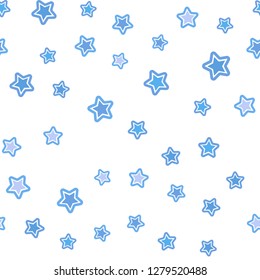 Light Pink, Blue vector seamless cover with small and big stars. Glitter abstract illustration with colored stars. Design for textile, fabric, wallpapers.