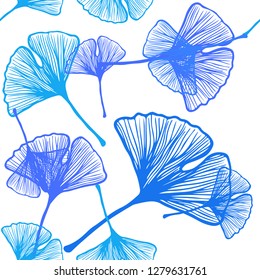 Light Pink, Blue vector seamless natural background with leaves. leaves on blurred abstract background with gradient. Design for textile, fabric, wallpapers.