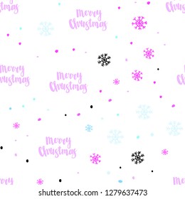 Light Pink, Blue vector seamless texture with colored snowflakes. Colorful snowflakes with gradient on abstract background. Pattern for design of window blinds, curtains.