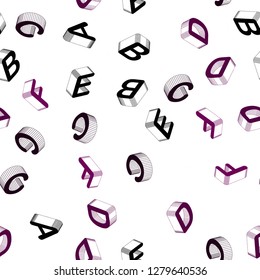 Light Pink, Blue vector seamless template with 3D isolated letters. Abstract illustration with colorful 3D latin alphabet. Design for wallpaper, fabric makers.