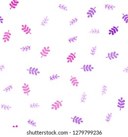 Light Pink, Blue vector seamless elegant template with leaves. Blurred decorative design in Indian style with leaves. Design for textile, fabric, wallpapers.