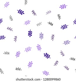 Light Pink, Blue vector seamless abstract design with leaves. Shining colored illustration with leaves in doodle style. Pattern for design of fabric, wallpapers.