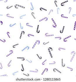Light Pink, Blue vector seamless pattern with delicious xmas candies.