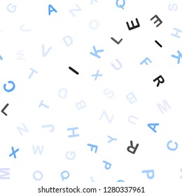 Light Pink, Blue vector seamless pattern with ABC symbols. Shining colorful illustration with isolated letters. Template for business cards, websites.