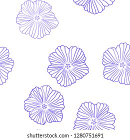 Light Pink, Blue vector seamless doodle pattern with flowers. Illustration with colorful abstract doodle flowers. Texture for window blinds, curtains.
