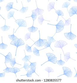 Light Pink, Blue vector seamless elegant pattern with leaves. An elegant bright illustration with leaves in Natural style. Pattern for design of fabric, wallpapers.