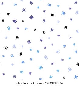 Light Pink, Blue vector seamless pattern with christmas snowflakes. Glitter abstract illustration with crystals of ice. Design for wallpaper, fabric makers.
