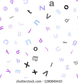 Light Pink, Blue vector seamless texture with ABC characters. Abstract illustration with colored latin alphabet. Pattern for design of fabric, wallpapers.