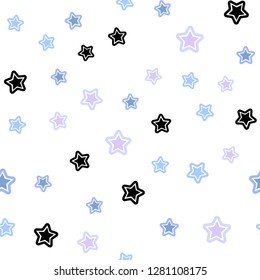 Light Pink, Blue vector seamless template with sky stars. Shining colored illustration with stars. Design for textile, fabric, wallpapers.