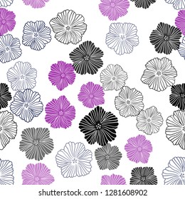 Light Pink, Blue vector seamless natural pattern with flowers. Illustration with colorful abstract doodle flowers. Pattern for trendy fabric, wallpapers.