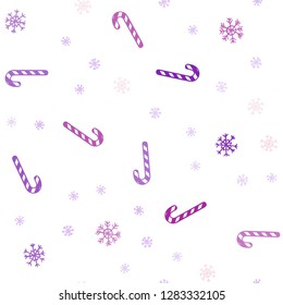 Light Pink, Blue vector seamless background with tasty xmas sweets.