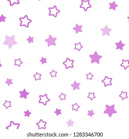 Light Pink, Blue vector seamless cover with small and big stars. Decorative shining illustration with stars on abstract template. Pattern for trendy fabric, wallpapers.