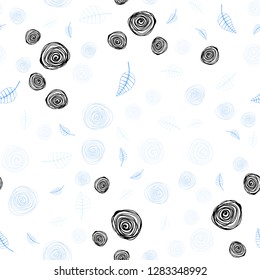 Light Pink, Blue vector seamless elegant template with leaves and flowers. Shining colored illustration with leaves and flowers. Design for textile, fabric, wallpapers.