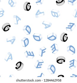 Light Pink, Blue vector seamless layout with 3D latin alphabet. Abstract illustration with colorful 3D latin alphabet. Design for wallpaper, fabric makers.