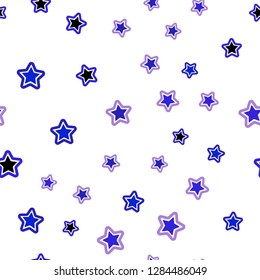 Light Pink, Blue vector seamless background with colored stars. Blurred decorative design in simple style with stars. Pattern for trendy fabric, wallpapers.