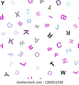 Light Pink, Blue vector seamless pattern with ABC symbols. Shining illustration with ABC symbols on abstract template. Template for business cards, websites.