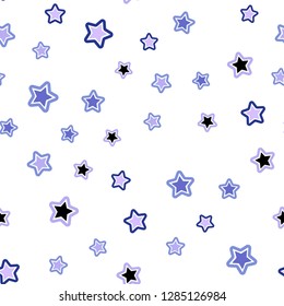 Light Pink, Blue vector seamless cover with small and big stars. Shining colored illustration with stars. Texture for window blinds, curtains.