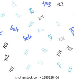 Light Pink, Blue vector seamless texture with selling prices 30, 40, 50 %. Illustration with signs of sales on abstract template. Backdrop for ads, leaflets of Black Friday.