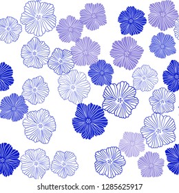 Light Pink, Blue vector seamless doodle texture with flowers. Shining colored illustration with flowers. Design for wallpaper, fabric makers.
