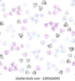 Light Pink, Blue vector seamless natural background with leaves. Creative illustration in blurred style with leaves. Design for textile, fabric, wallpapers.