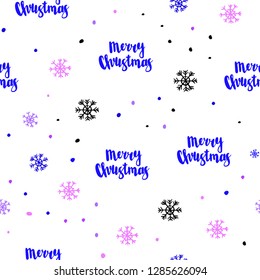 Light Pink, Blue vector seamless layout with bright snowflakes. Shining colorful illustration with snow on abstract template. Pattern for design of window blinds, curtains.