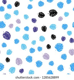 Light Pink, Blue vector seamless doodle template with leaves. Shining colored illustration with leaves in doodle style. Design for wallpaper, fabric makers.