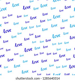 Light Pink, Blue vector seamless backdrop with phrase LOVE YOU. Decorative design in doodle style with text LOVE YOU. Design for wallpaper, fabric makers.