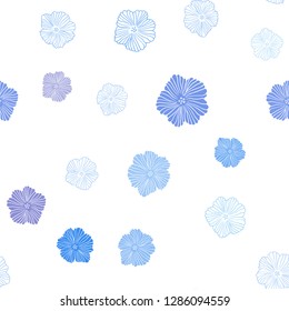 Light Pink, Blue vector seamless doodle background with flowers. Colorful illustration in doodle style with flowers. Pattern for design of fabric, wallpapers.