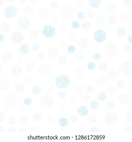 Light Pink, Blue vector seamless natural artwork with flowers. Glitter abstract illustration with flowers. Design for textile, fabric, wallpapers.