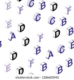 Light Pink, Blue vector seamless texture with 3D ABC characters. Abstract illustration with 3D ABC symbols. Pattern for trendy fabric, wallpapers.