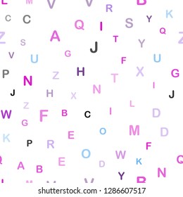 Light Pink, Blue vector seamless texture with ABC characters. Shining colorful illustration with isolated letters. Template for business cards, websites.
