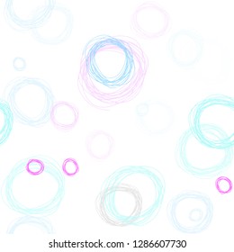 Light Pink, Blue vector seamless backdrop with dots. Illustration with set of shining colorful abstract circles. Pattern for trendy fabric, wallpapers.