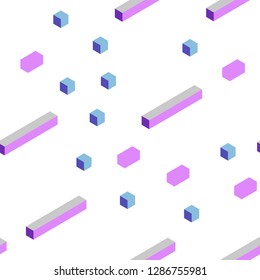 Light Pink, Blue vector seamless, isometric background with rectangles. Beautiful illustration with rectangles and squares. Texture for window blinds, curtains.