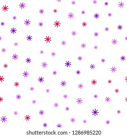 Light Pink, Blue vector seamless pattern with christmas snowflakes. Shining colorful illustration with snow in christmas style. Texture for window blinds, curtains.