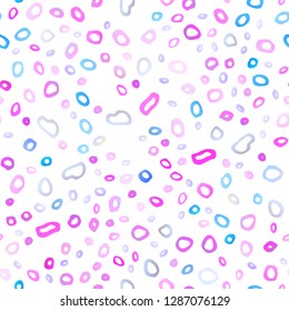 Light Pink, Blue vector seamless texture with disks. Glitter abstract illustration with blurred drops of rain. Pattern for design of fabric, wallpapers.