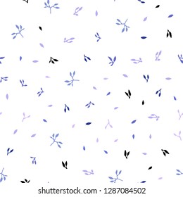 Light Pink, Blue vector seamless doodle template with leaves. Glitter abstract illustration with doodles and leaves. Design for textile, fabric, wallpapers.