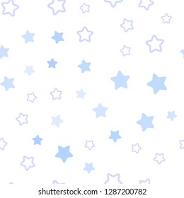 Light Pink, Blue vector seamless layout with bright stars. Glitter abstract illustration with colored stars. Pattern for trendy fabric, wallpapers.