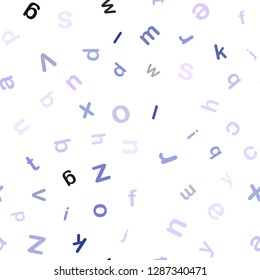 Light Pink, Blue vector seamless texture with ABC characters. Abstract illustration with colored latin alphabet. Pattern for design of fabric, wallpapers.