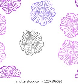 Light Pink, Blue vector seamless doodle texture with flowers. Glitter abstract illustration with flowers. Template for business cards, websites.
