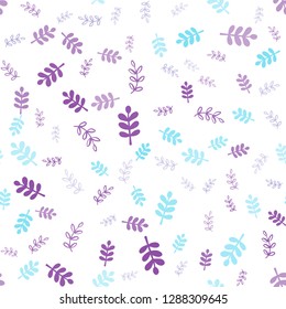 Light Pink, Blue vector seamless natural artwork with leaves, branches. Shining colored illustration with leaves and branches. Design for wallpaper, fabric makers.