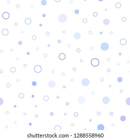 Light Pink, Blue vector seamless template with circles. Blurred bubbles on abstract background with colorful gradient. Trendy design for wallpaper, fabric makers.