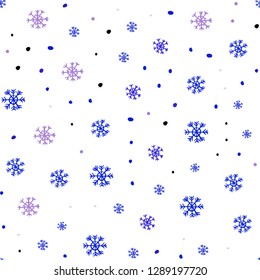 Light Pink, Blue vector seamless texture with colored snowflakes. Colorful snowflakes with gradient on abstract background. Trendy design for wallpaper, fabric makers.