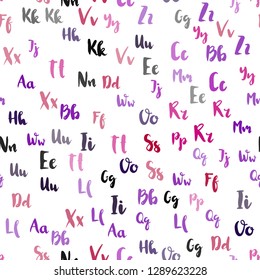 Light Pink, Blue vector seamless template with isolated letters. Modern geometrical illustration with ABC english symbols. Pattern for design of fabric, wallpapers.