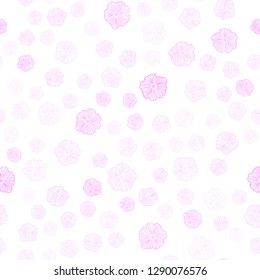 Light Pink, Blue vector seamless natural backdrop with flowers. Glitter abstract illustration with flowers. Template for business cards, websites.