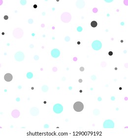 Light Pink, Blue vector seamless texture with disks. Abstract illustration with colored bubbles in nature style. Pattern for design of window blinds, curtains.