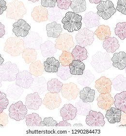 Light Pink, Blue vector seamless natural background with flowers. Abstract illustration with flowers in doodles style. Pattern for trendy fabric, wallpapers.
