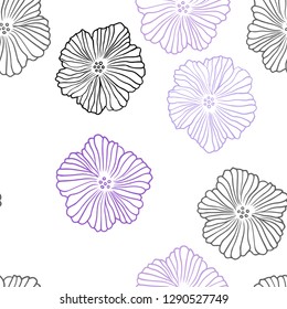 Light Pink, Blue vector seamless doodle pattern with flowers. Colorful illustration in doodle style with flowers. Pattern for trendy fabric, wallpapers.