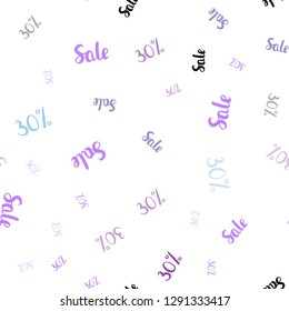Light Pink, Blue vector seamless cover with symbols of 30 % sales. Gradient illustration with discount signs on white backdrop. Backdrop for super sales on Black Friday.